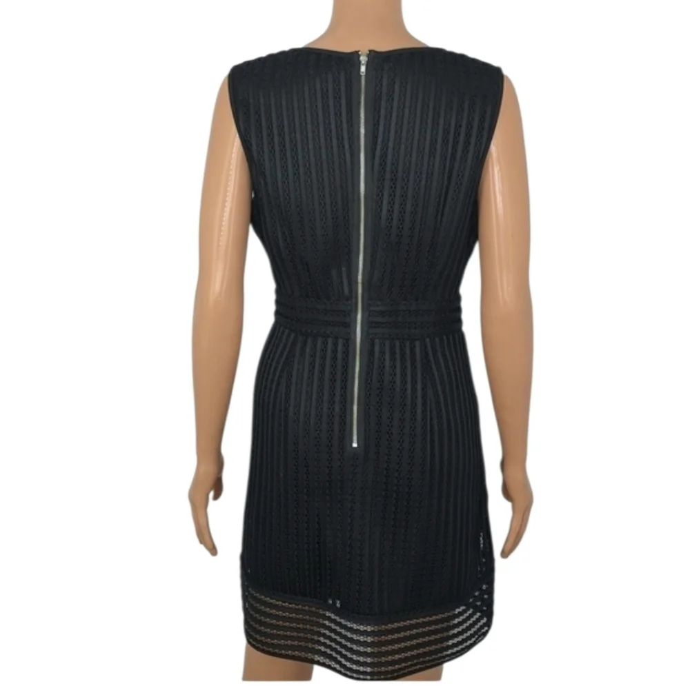 J.Crew Womens Lace Striped V-Neck Sleeveless A-Line Dress‎ Black Size 12P